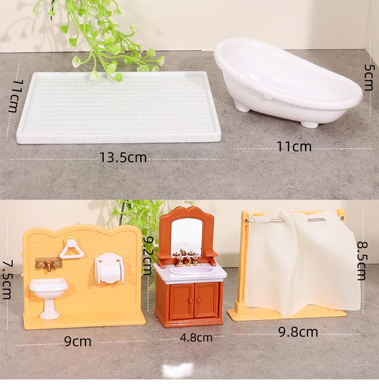 Mini Dollhouse Bathroom Set: Bathtub, Pool, Sink, and Furniture Toys