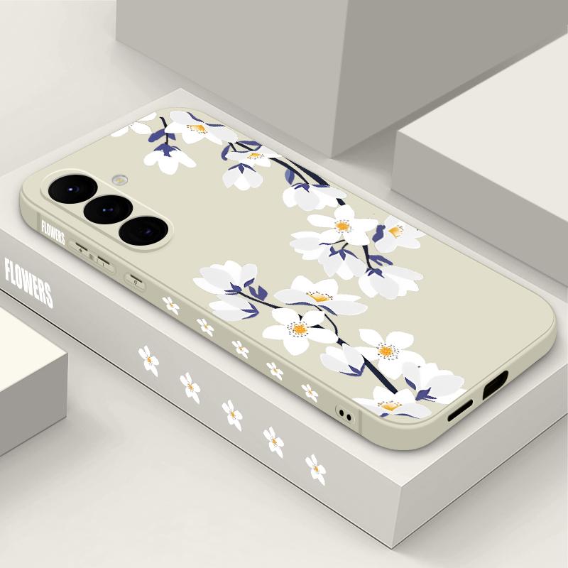 

Magnolia White Flower Case For Samsung Galaxy S25 Ultra Case Cover S24 S22 Ultra S23 Plus S21 FE A54 A15 A35 A55 A16 A36 A56 5G Funda Samsung Galaxy A52 / A52S белый