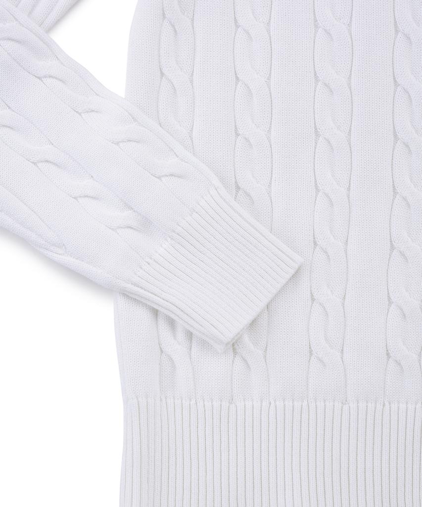 BROOKS BROTHERS Cotton Cable Crew Neck Sweater (White) (Bbwrmf7368Aes)