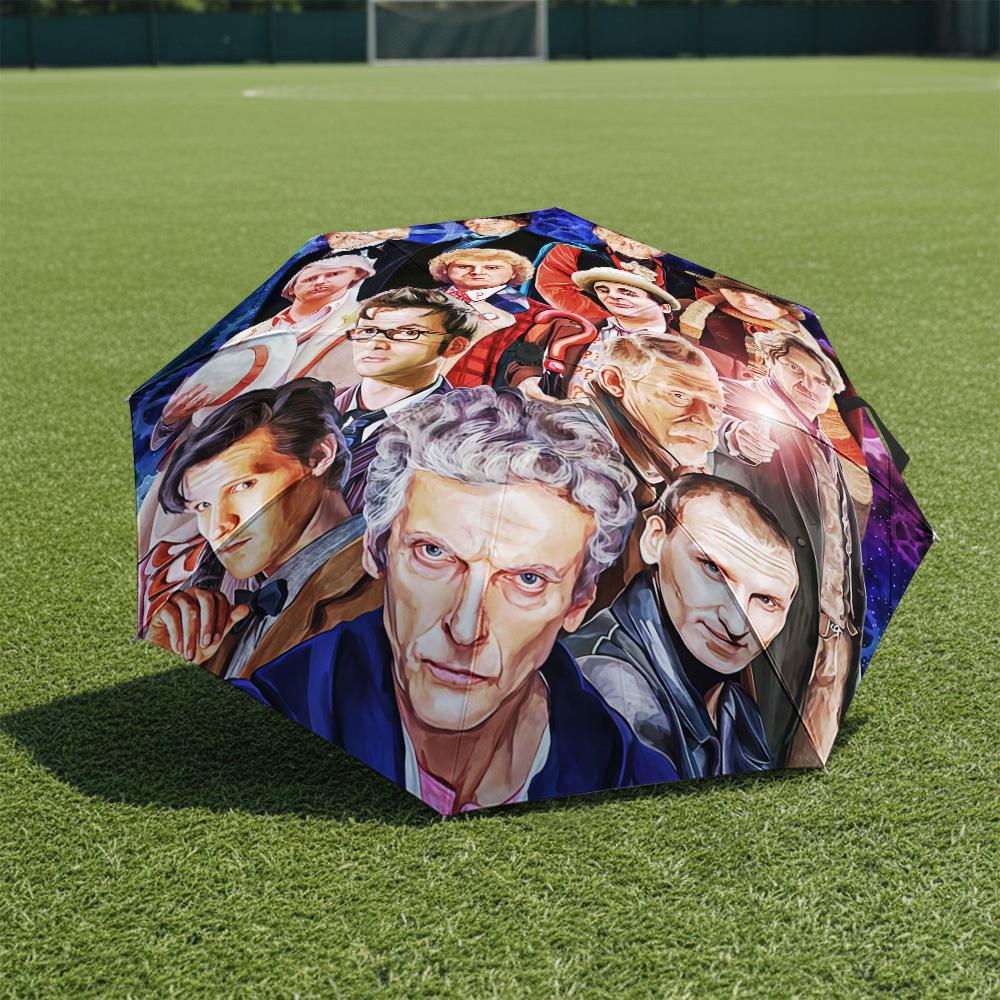 1 PC Automatic Folding Umbrella-Doctor Who Pattern, Portable & Foldable Design with 8 Ribs, Christmas Birthday Gifts