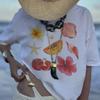 Seashell Fruit and Flower Print Tshirt Vintage Graphic Tops Womens Y2K Fashion Casual Tee Versatile Short Sleeve Female T Shirt
