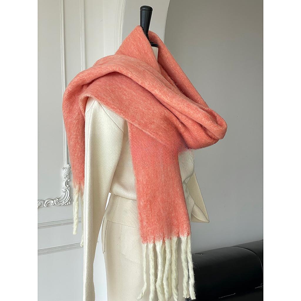 Outer Fringed Shawl Autumn and Winter New Mohair Scarf Women's Warm and Comfortable Versatile Soft Waxy Scarf Men's European and American