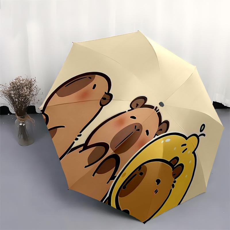 Reiseregenschirm mit Capybara-Motiv - 8 Rippen, Automatisches Öffnen und Schließen, Tragbares faltbares Design, Kompakter und stilvoller Schirm für unterwegs