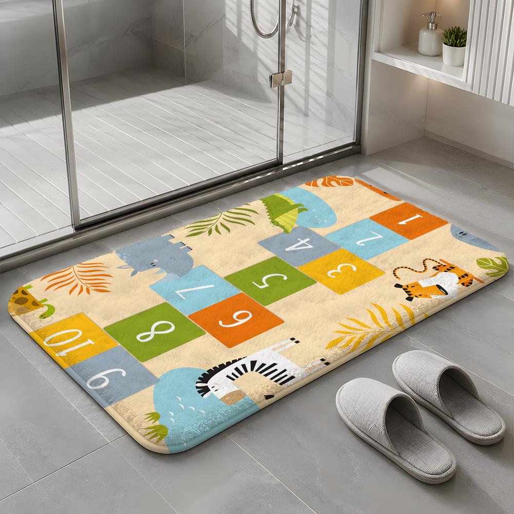 A-Alphabet Hopscotch Play Rug Floor Mat Soft Flannel Non-Slip Rug Washable Floor Mat for Living Room Bedroom Home Decor