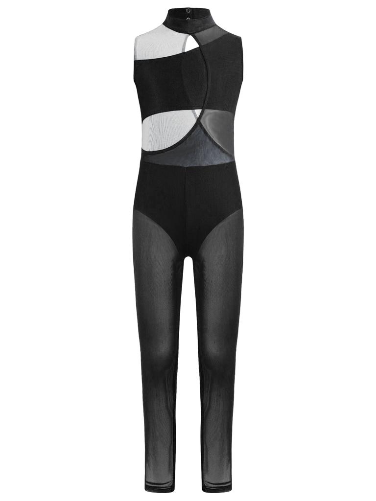Girls Figure Skating Dress Ballet Latin Dance Leotard Kids Cut Out Rhythmic Gymnastics Acrobatics Athletics Unitard