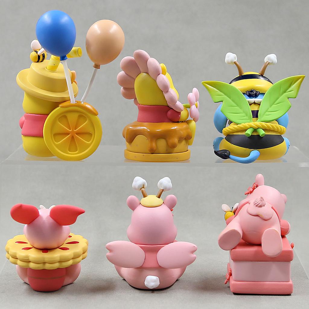 6pcs Cute Winnie The Pooh Bear Piglet Eeyore Honey Bee Collection Pvc Model Desktop Cake Ornament Toys Gift Kid Friendly Entertaining Fun Play Safe