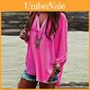 Stylish Women Vneck Short Sleeve Tshirt With Casual Irregular Hem Loose Fit Blouse