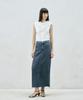 RE RHEE Washed Denim Midi Skirt
