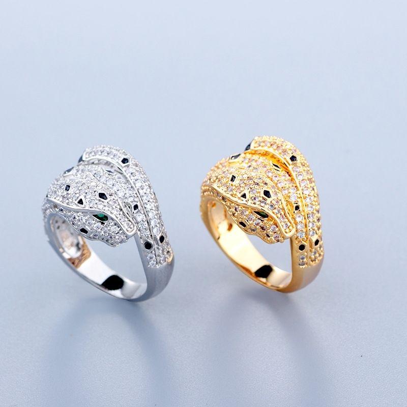 Neues Vintage Drei-Ring Vollkleber Gepunktetes Leopard Armband