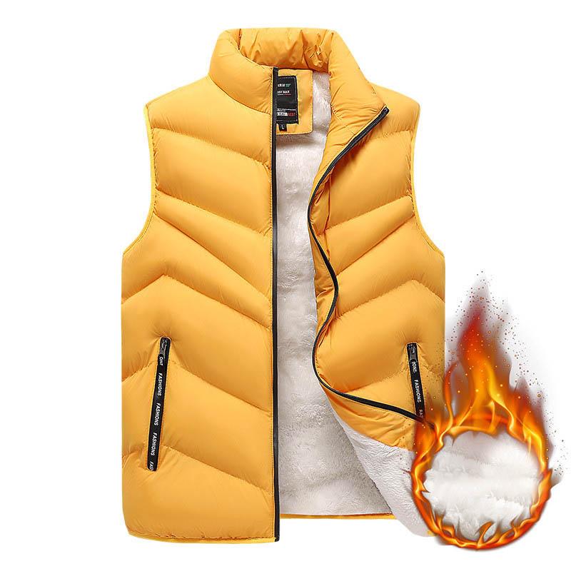Gilet da Uomo Zip Caldo Inverno Spesso Autunno Senza Maniche Giubbotti Maschile Arancione Nero Gilet Taglia Grande Grande