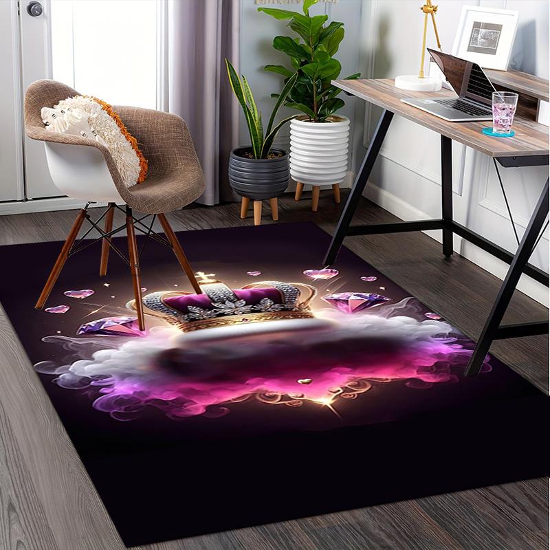 Chair Mat: Luxury Crown Design Office Carpet Oversized Rug for Home Decor, Sofa Cover, Gift Idea, Suitable for Bedroom, Living Room, Various Rooms