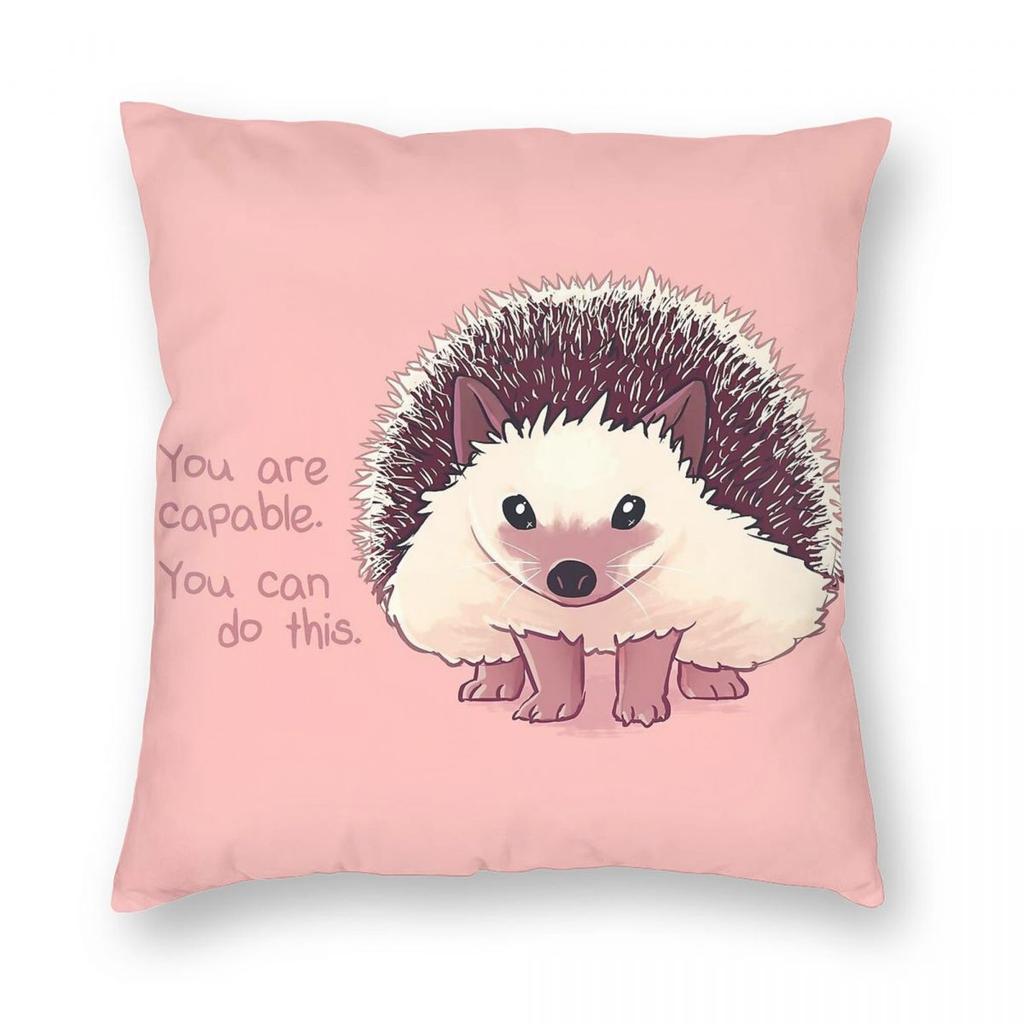 You Are Capable Hedgehog Pillowcase Polyester Linen Velvet Printed Zip Decor Pillow Case Car Cushion Cover