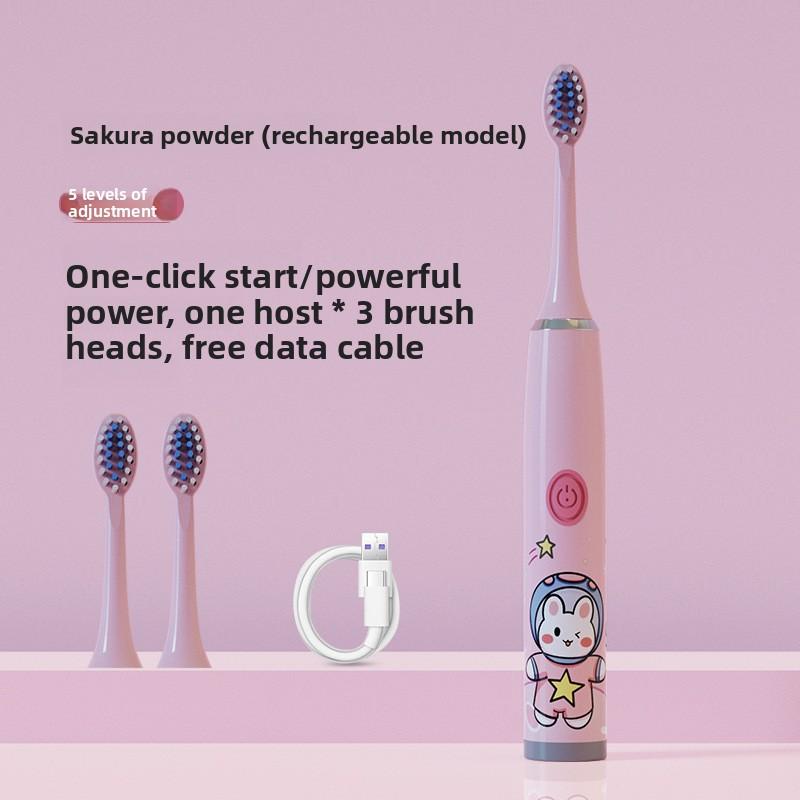 Children's Electric Toothbrush Cartoon Soft Hair IP6 Waterproof Sonic Vibration Rechargeable U-shaped Toothbrush