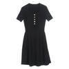 2025 Spring French Style Black Slimming Knit Dress with Short Sleeves