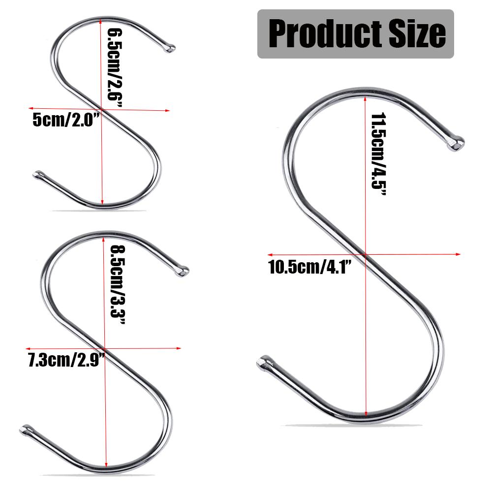 

10 упаковок крючков S-образной формы из нержавеющей стали — универсальные, подходят для одежды, кухонной утвари, посуды, растений, полотенец и т. д. S-5cm*6.5vm