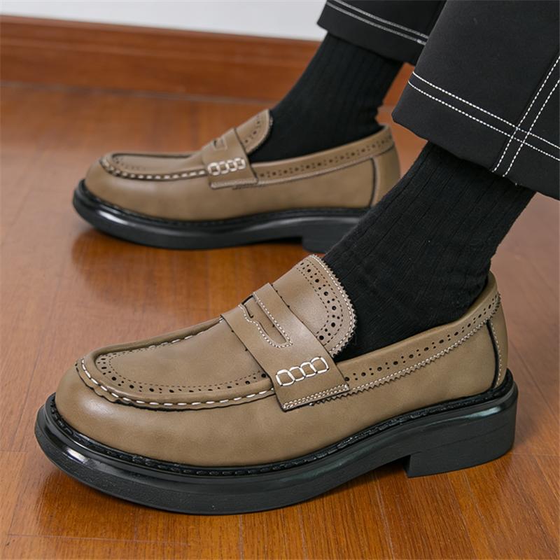 Designer Fashion New Retro Thick-soled Platform Brogues Casual Shoes for Men Tassels Penny Loafers Formal Flats Dress Footwear