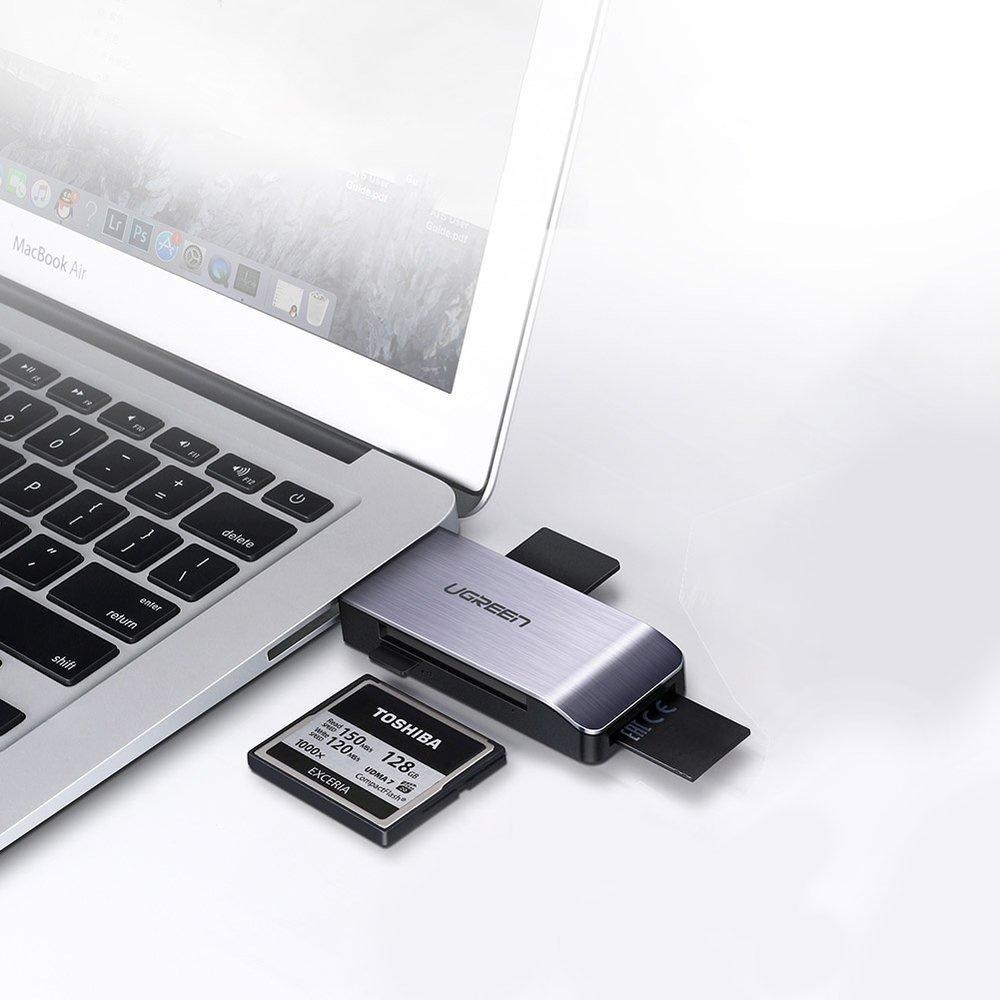 Ugreen All-in-One USB 3.0 Multi-Card Reader, Supports SD/ MicroSD/ CF/ MS, Model 50541 - Gray