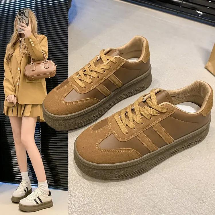 Fashion Women's 2024 Autumn New Spring and Autumn White Shoes Female Explosion Thick Sole Casual Board Shoes