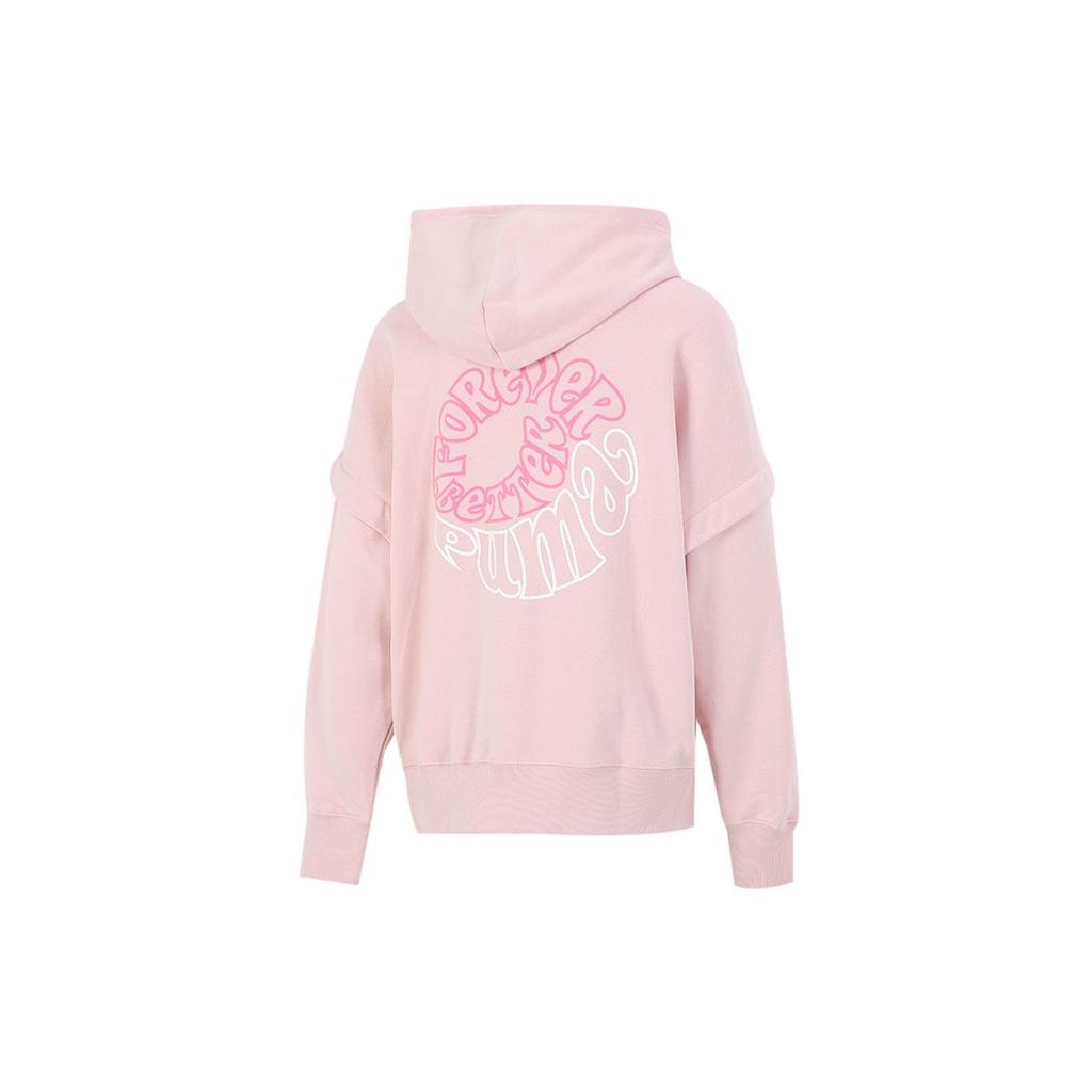 Puma Two-Piece Spliced Sports Knit Hoodie Women Tops Pink 531602-36