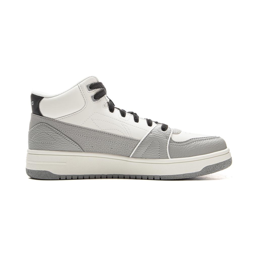 New LiNing Tianji HI Slip Resistant Abrasion Resistant Mid top Skateboard Shoes Men's Light Gray AGCV339-2
