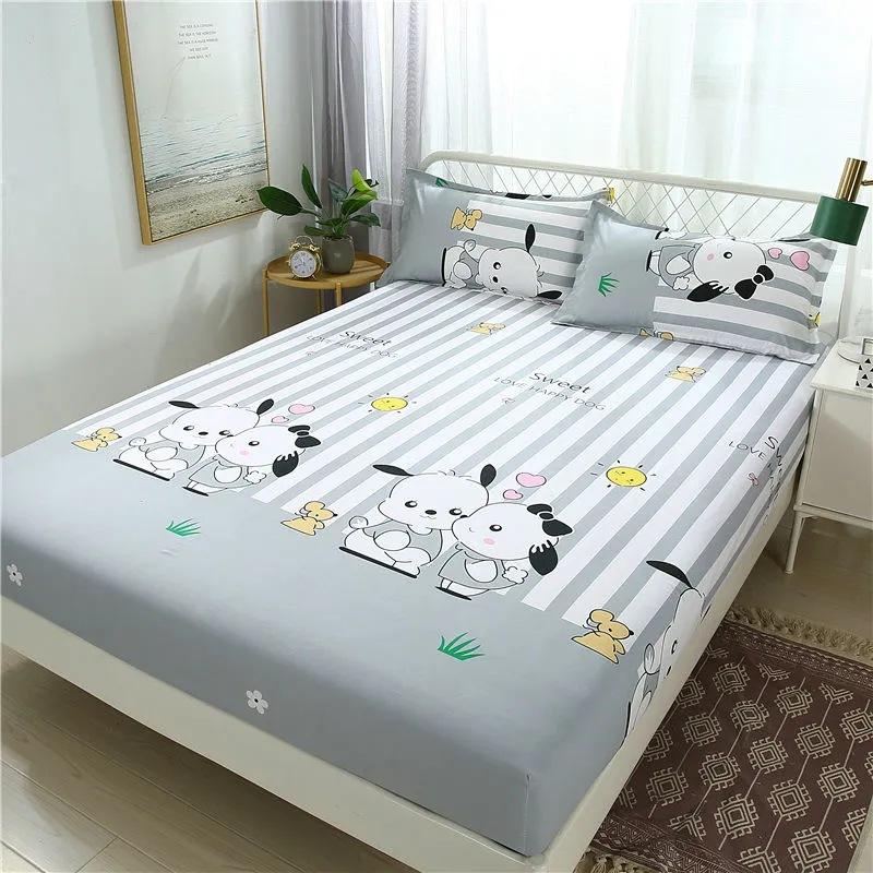 Floral Printed Bed Sheet Washed Bedding for Single and Double Beds