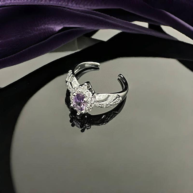 Super Flash Lila Zir*****Stiftring, Leichter Luxus und Kaltes Gefühl, Hochwertiger Temperamentring, Nischendesign-Accessoires Damen