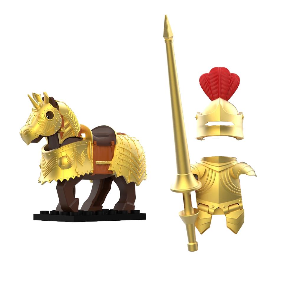 MOC Medieval Building Blocks Castle Knights Army Soldiers Warrior Accessories Warhorse Helmets Shields Armor Toy Gifts S036 DIY