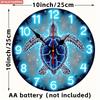 Glowing Sea Turtle Wall Clock. Luminous, Silent Marine Art for Home or Office.