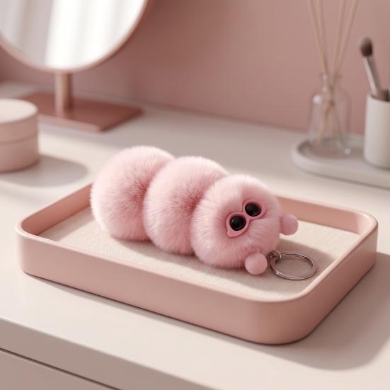 Plush Backpack Accessory Sunglasses Caterpillar Keychain, Stuffed Keyring Pendant for Cartoon Ornament Bags & Car Keys, Decorative Purse Key Chain