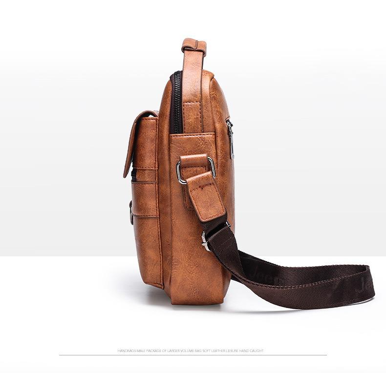 Men's PU Leather Vertical Crossbody Shoulder Bag - Business Casual Handbag and Travel Backpack
