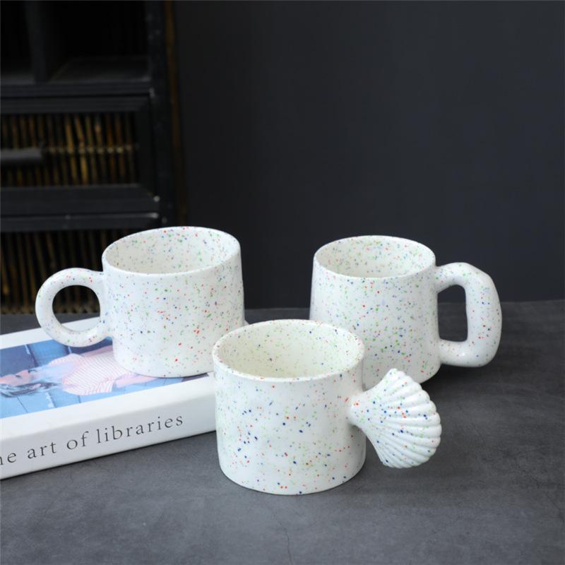 Chubby Ceramic Creative Water Cup Korean Ink Splashing Breakfast Ceramic Couple Cup Personalized Coffee Cup