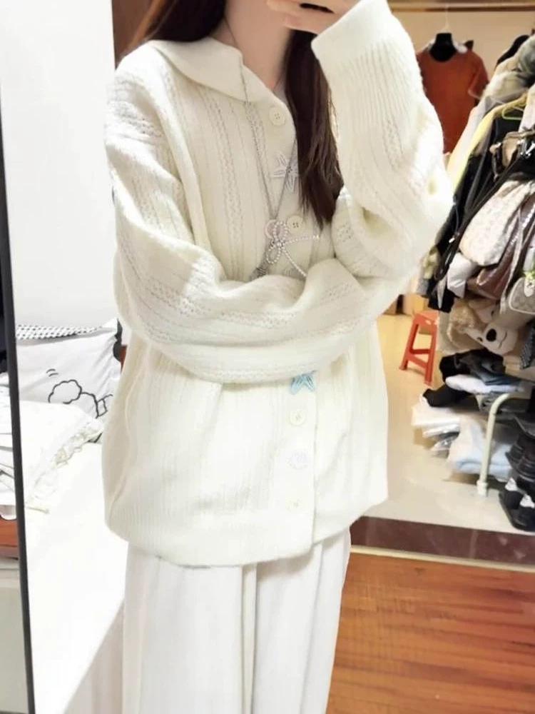 Milky Cute Starfish Hooded Cardigan - Women's Autumn/Winter Knit Sweater