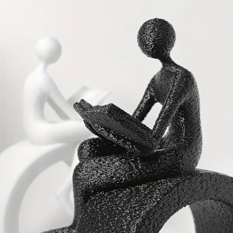 Plastic Reading Figurines Statue Modern Abstract Art Sculpture Collectibles Bookshelf Decorations for Home Office Bedroom