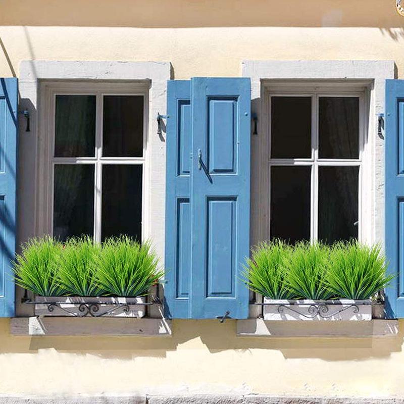 Artificial Green Plant Wall: 7-Fork Plastic Spring Grass for Decoration and Flower Arrangements