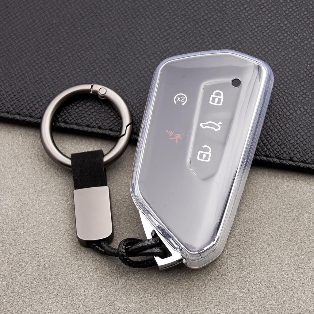 Transparent Car Key Fob Case Cover Holder For Vw Golf Mk8 Id.3 Id.4 Seat Leon Tarraco Ateca Skoda Octavia Mk4 Cupra Formentor