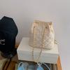 Premium Diamond Plaid Chain Bag Longxin Same Look Natural Cotton Cream Bundle Bag Small Size Bucket Bag Shoulder Bag Durable Material