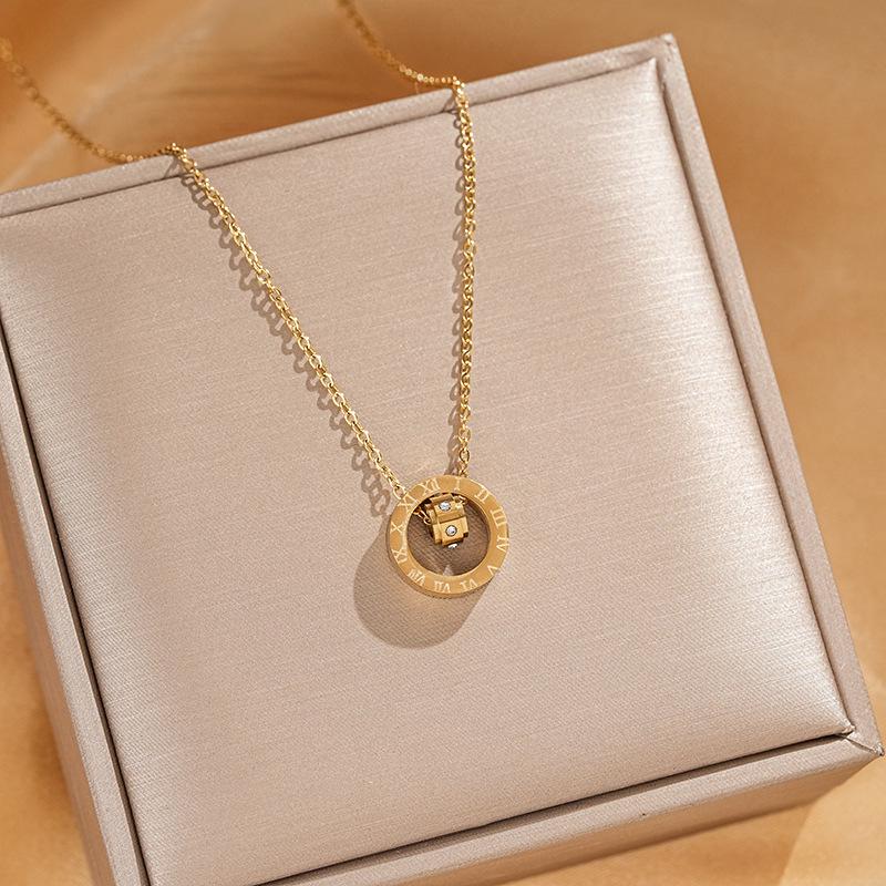 Roman Numeral Titanium Steel Necklace - Women's Fashionable Clavicle Chain In a Luxurious Light Style
