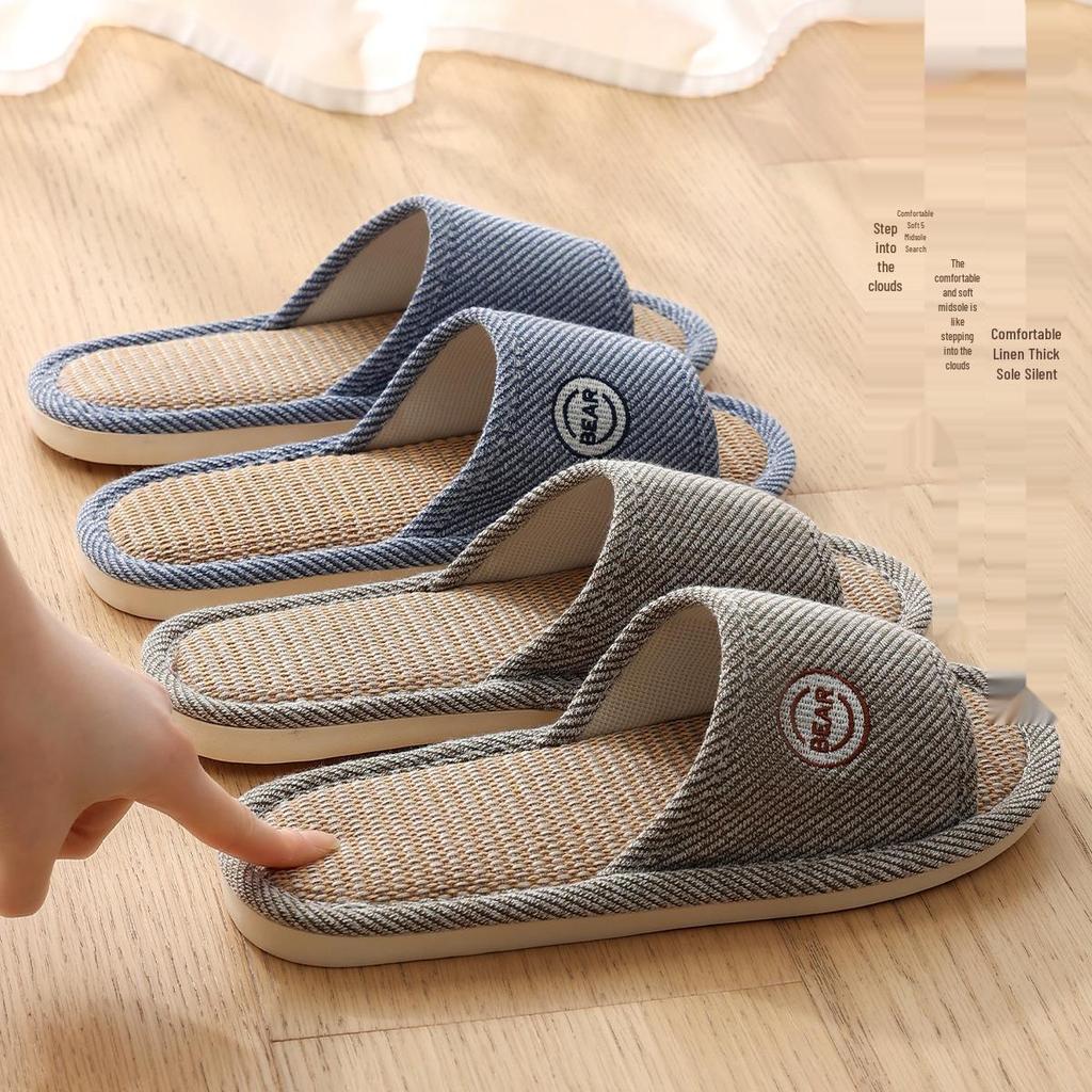 Jie Liya Unisex Linen Slippers - Sweat-Absorbent, Silent, All-Season Indoor Use