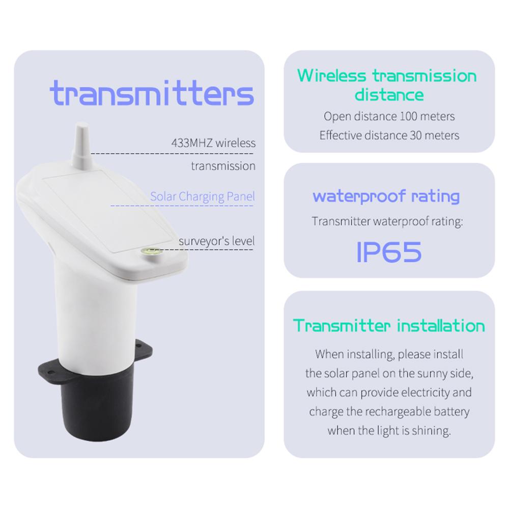 Drahtlose Ultraschall Füllstandsanzeige Wassertank Flüssigkeitsstandsanzeige mit Temperatursensor Flüssigkeitstiefe