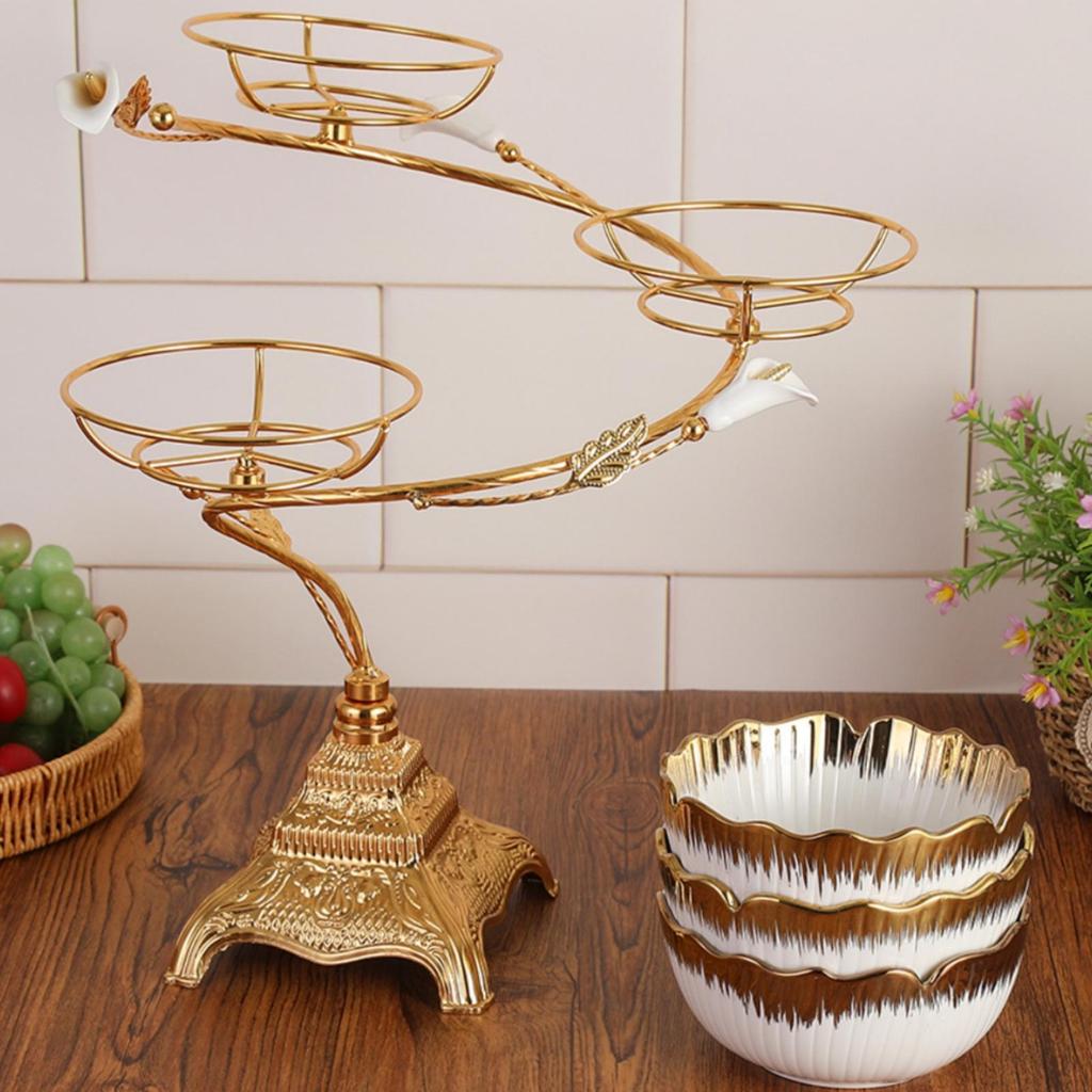 Three-Tier Fruit Tray Sculpted Base Table Decoration Tiered Design