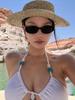 Women's Sexy White Halter Cutout Backless One-Piece Swimsuit for Beach Vacation