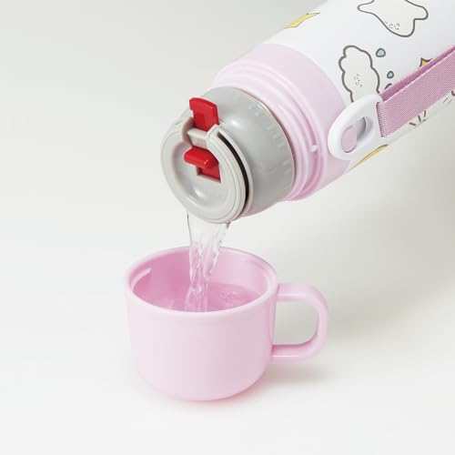 Skater Kids' Stainless Steel Water Bottle, 2-Way Design, Straw/410ml Capacity, Cup/350ml Capacity, Shinapushu Design, Child-Friendly, Lightweight, Ins