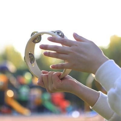 6 Zoll Party-Tamburine Reihe Holz Einzelner Ring Musikalisches Bastelspielzeug Glöckchen Handgehalten Erwachsene Kind Tamburin Glöckchen Metall Schellen