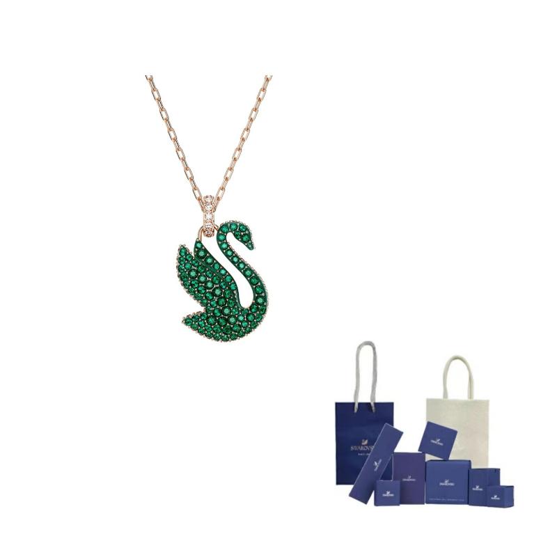 Swarovski Swan Necklaces Womens Green F-Original Brand Box And Bag (Color Random)