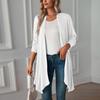 Einfarbige leichte Strickjacke mit langen Ärmeln für Damen