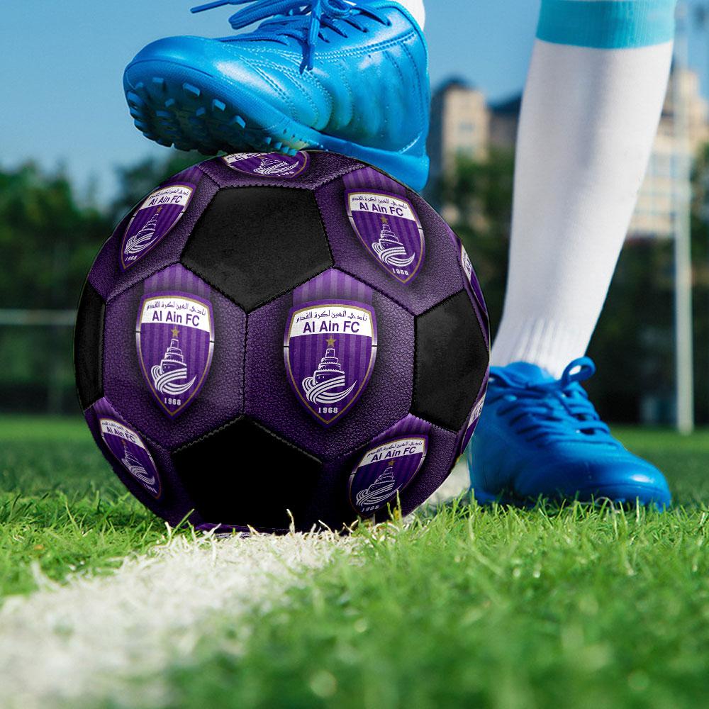 Al Ain FC Size 5 Soccer Ball, Machine-Stitched PVC, Durable & High Bounce, All Ages Fit, fan merchandise, matches & outdoor use.