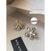 European and American Ins Style Silver Metal Flower Earrings for Women, Light Luxury Niche Unique Temperament Earrings, Super Popular Model in 2026