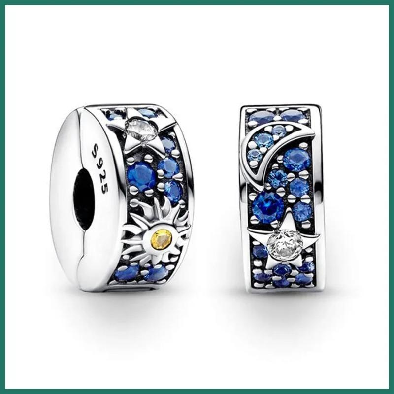 925 Silver Heart Charm Beads Full Diamond Round Rose Pendant for DIY Necklace Bracelet Jewelry Gift