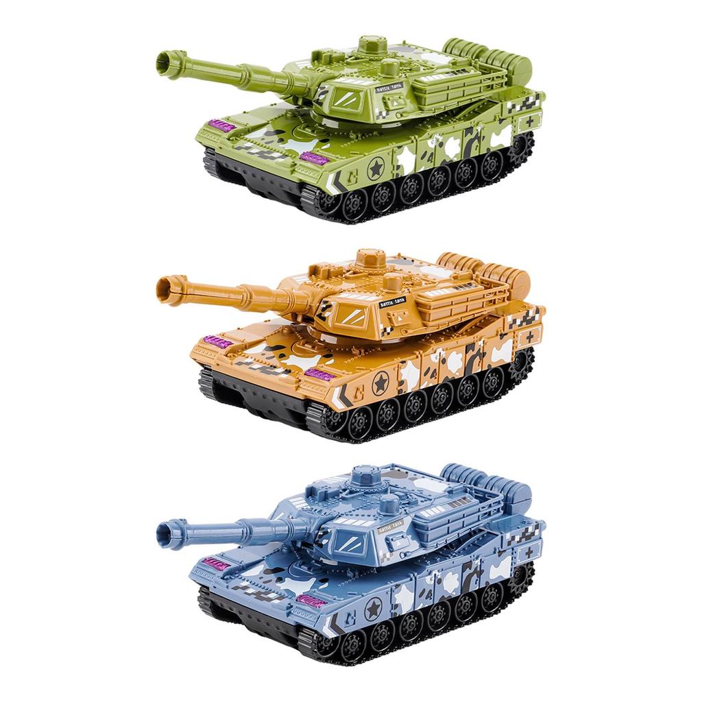 Mini Battle Tank Educational Toy Pull Back Vehicle Simulation Rotating Turret Sturdy PP