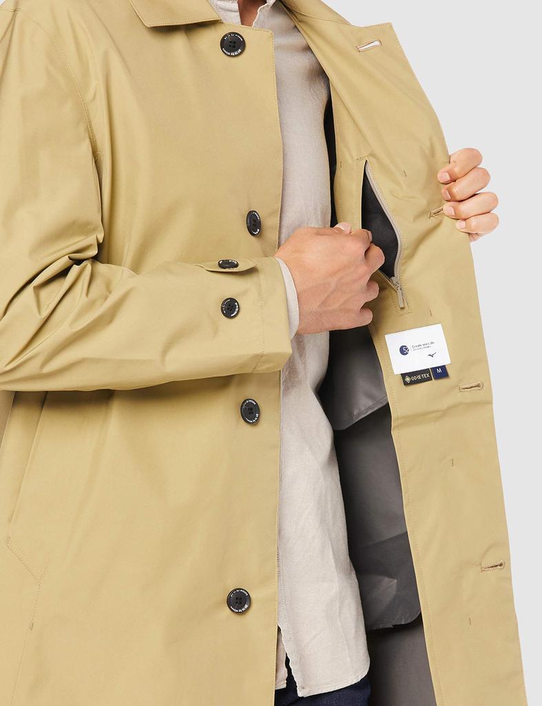 Mizuno PACLITE Trench Kelp Size L Men's GORE-TEX Water-Repellent Coat, Beige, (B2JE1133)
